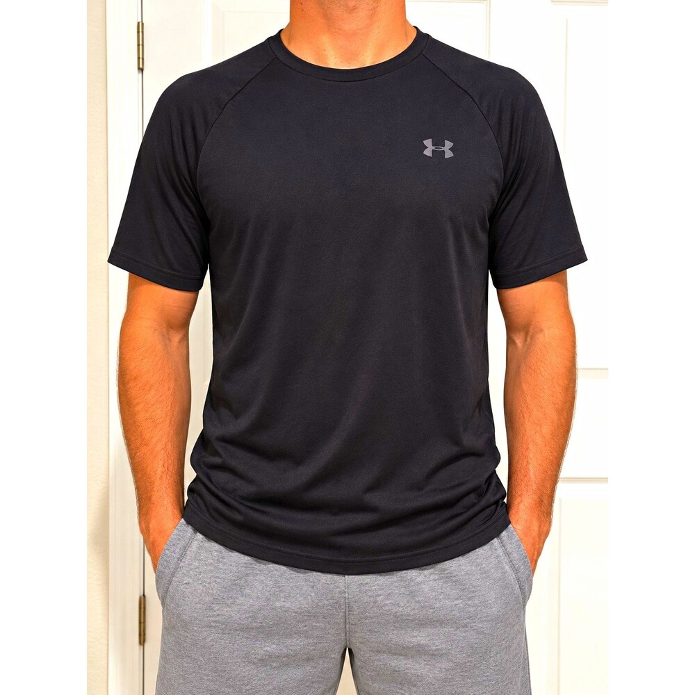 Under Armour HeatGear Men's L Black Loose Crew Neck Raglan Sleeve T-Shirt